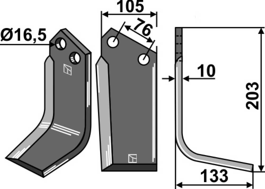 Fräsmesser 203x105mm, rechts